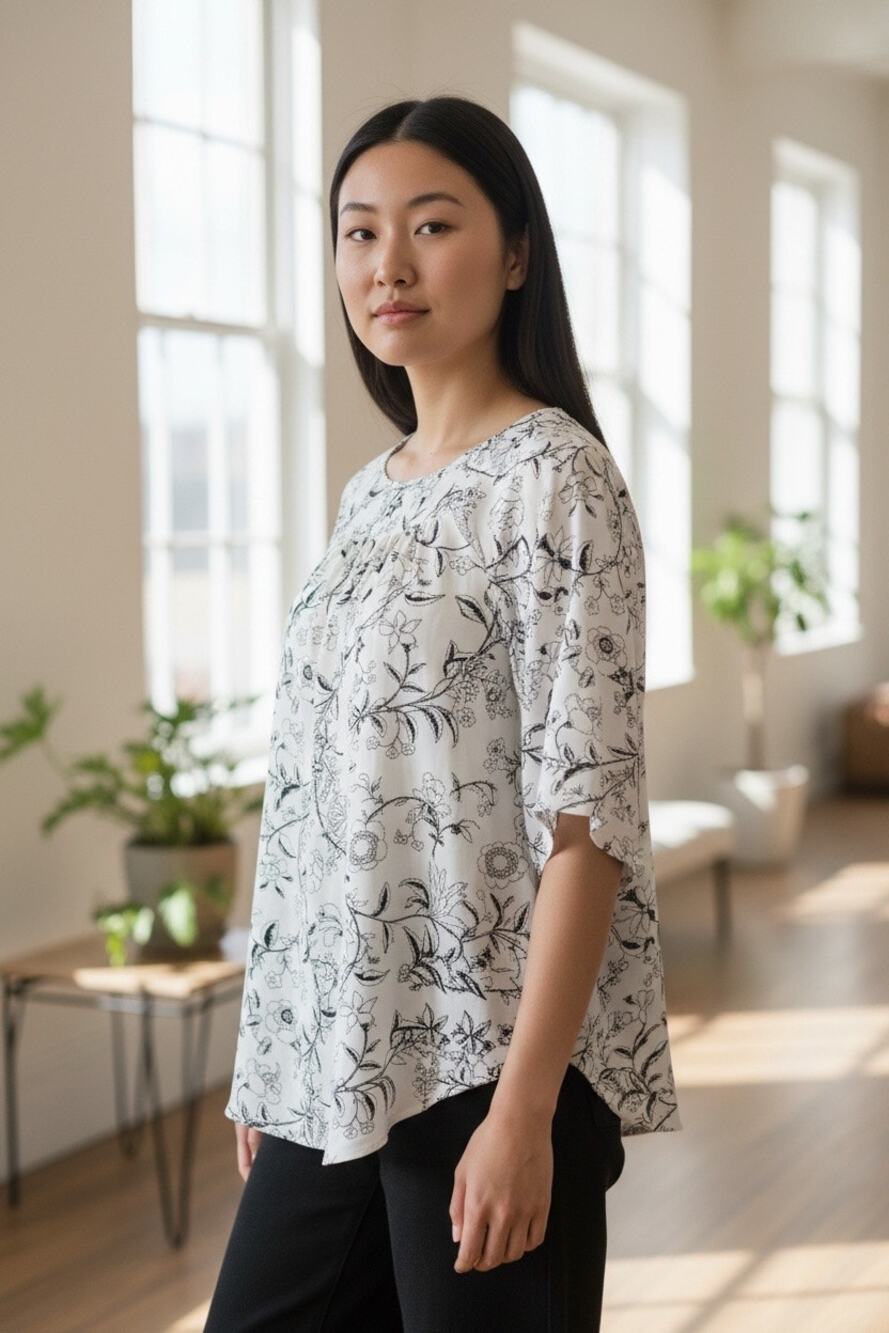 LOFT blue and white flowy foral blouse